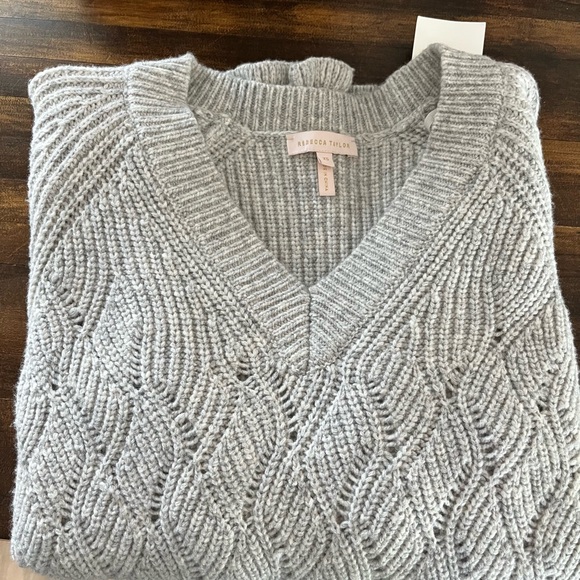 Rebecca Taylor Light Gray Cable-Knit Sweater XS - Picture 2 of 7